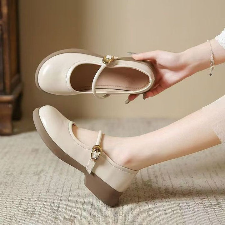 Damen Mary Jane Ballerinas mit elegantem Riemen und bequemem Fußbett Drune