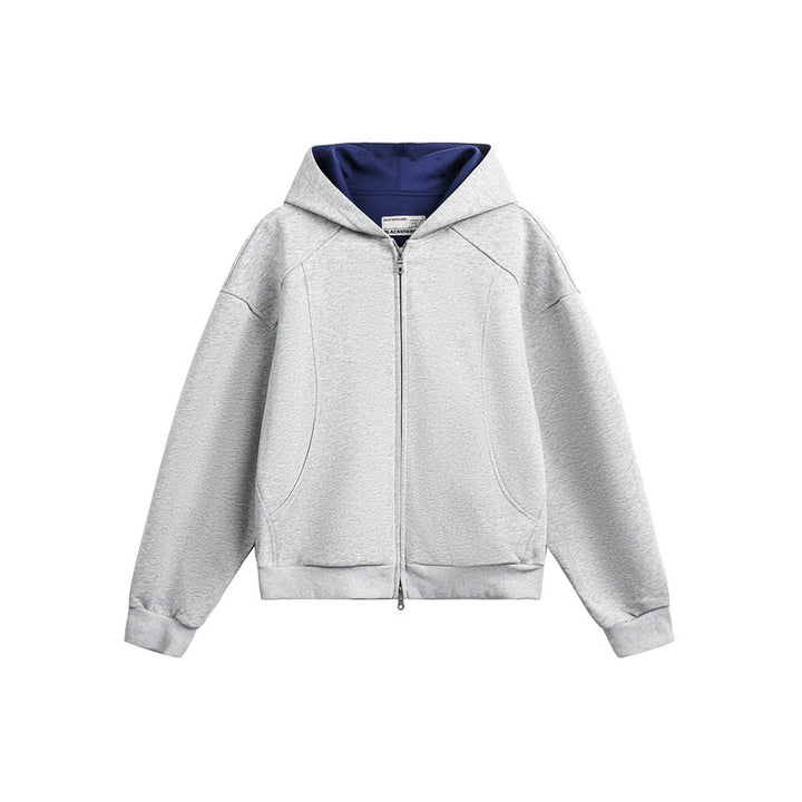 Unisex Oversize Kapuzen-Sweatjacke aus French-Terry mit Raglanärmeln und Zweiwegreißverschluss Drune