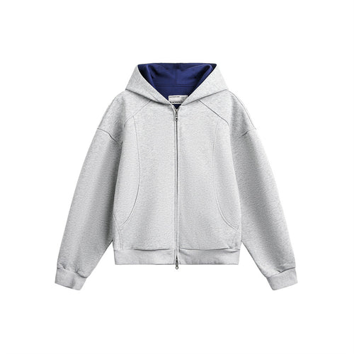 Unisex Oversize Kapuzen-Sweatjacke aus French-Terry mit Raglanärmeln und Zweiwegreißverschluss Drune