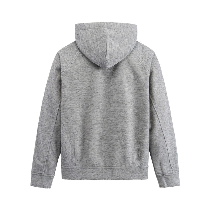 Unisex Kurz geschnittene Boxy-Kapuzenjacke aus Sweat mit Druckknopfblende und Eingrifftaschen Drune