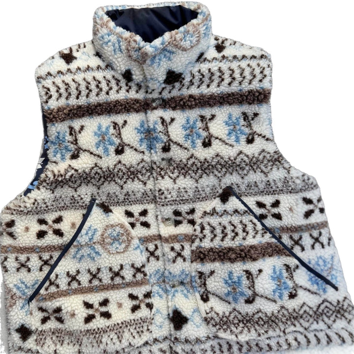 Damen Gemusterte Teddy‑Fleece Weste mit Stehkragen und gesteppter Innenfütterung Drune