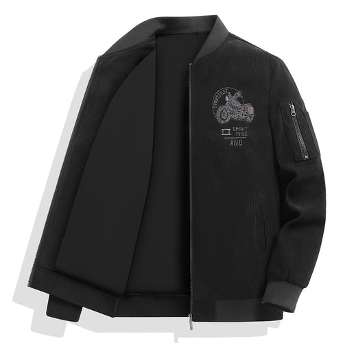 Herren Modische Bomberjacke mit stylischem Motorrad-Design Drune