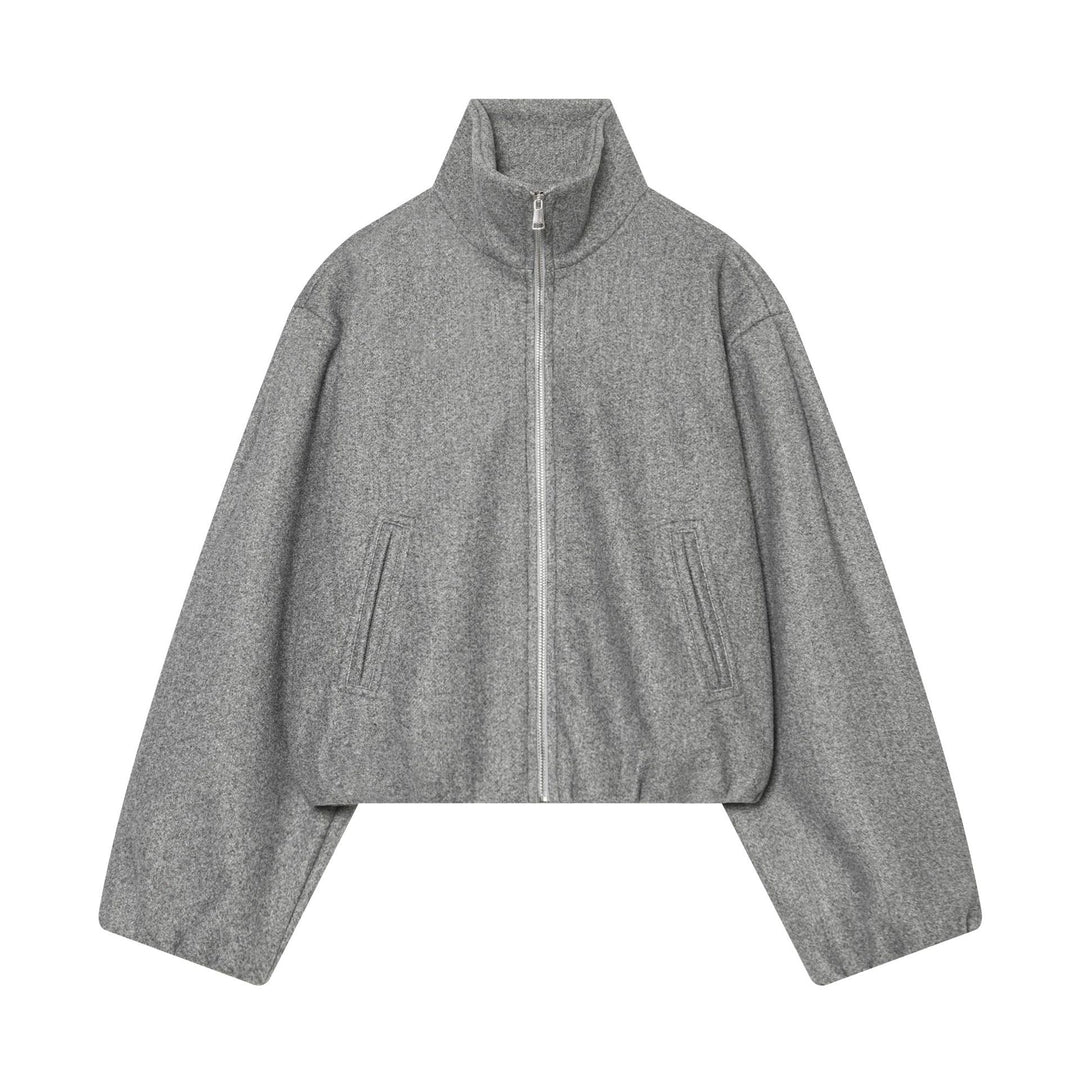 Damen Cropped Wollmix-Blouson mit hohem Stehkragen und Reißverschluss Drune