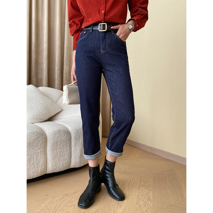 Damen Hochgeschnittene Jeans mit Umklappsaum Drune