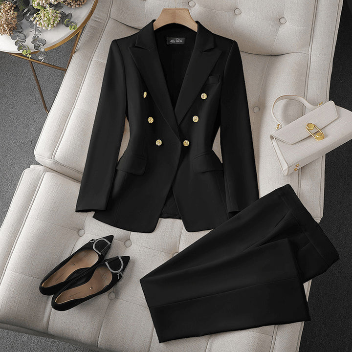 Damen Elegantes Doppelreihiges Blazer-Set Drune
