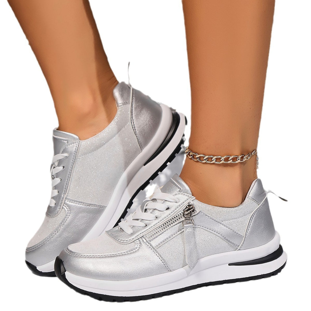 Damen  modische Plateausneaker mit seitlichem Reißverschluss und gepolsterter Komfortsohle Drune