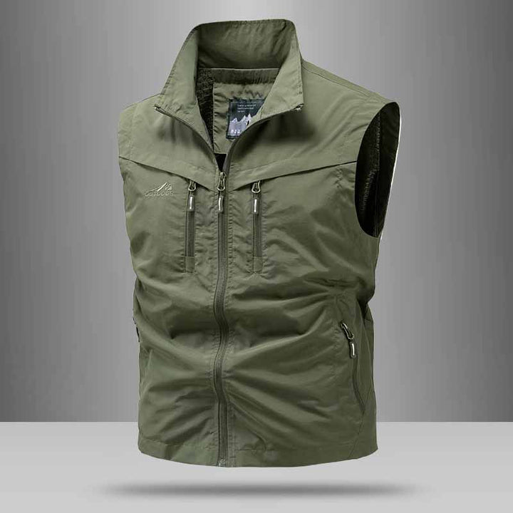 Herren Technische Utility-Weste mit hohem Kragen und Multifachtaschen Drune