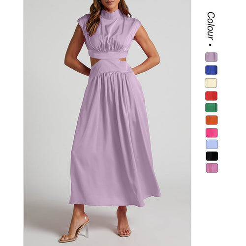 Damen Maxikleid mit kreativem Schnitt und tailliertem Design Drune