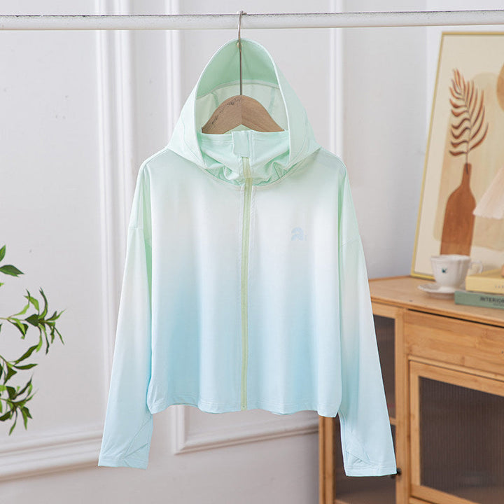 Damen nan leichte Kapuzenjacke mit UV-Schutz, schnell trocknender Sportjacke mit Reißverschluss Drune