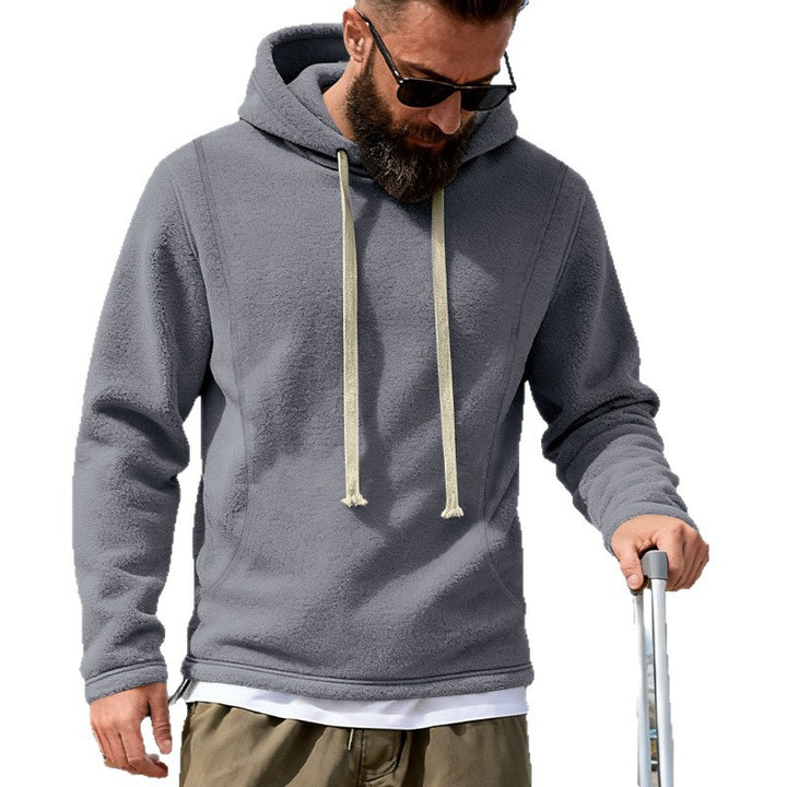 Herren Fleece-Hoodie mit Teddystruktur, Kapuze und entspannter Passform Drune