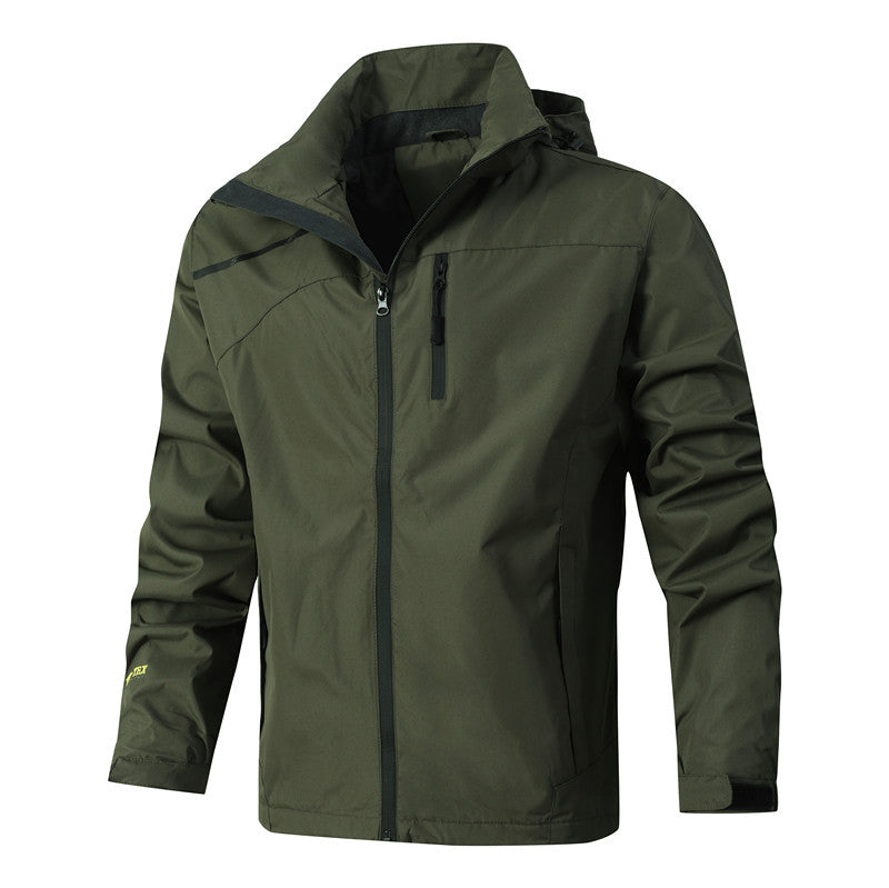 Herren Atmungsaktive wasserdichte Softshelljacke mit nahtversiegelter Membran und verstaubarer Kapuze Drune