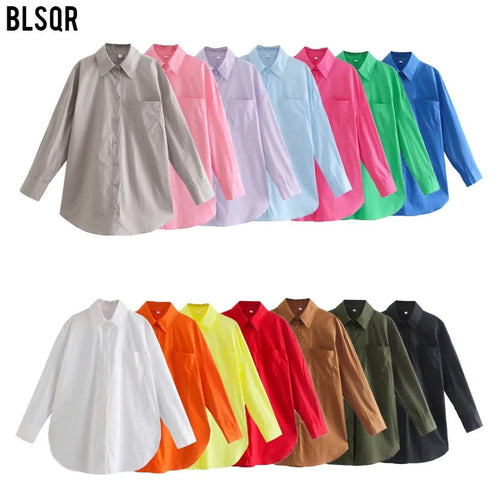 Damen Oversize-Hemdbluse mit rundem Saum, Brusttasche und überschnittenen Schultern Drune