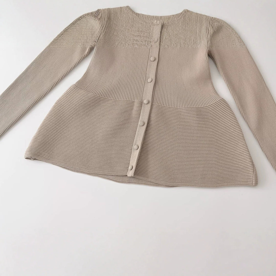 Damen Strukturierter Rippstrick-Cardigan mit Stehkragen und Taillennaht Drune