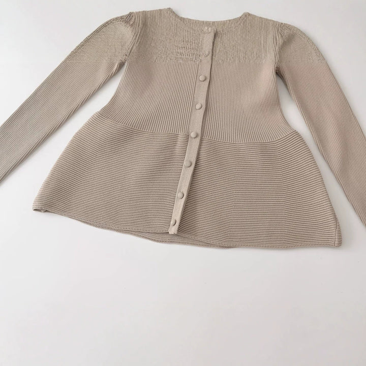 Damen Strukturierter Rippstrick-Cardigan mit Stehkragen und Taillennaht Drune