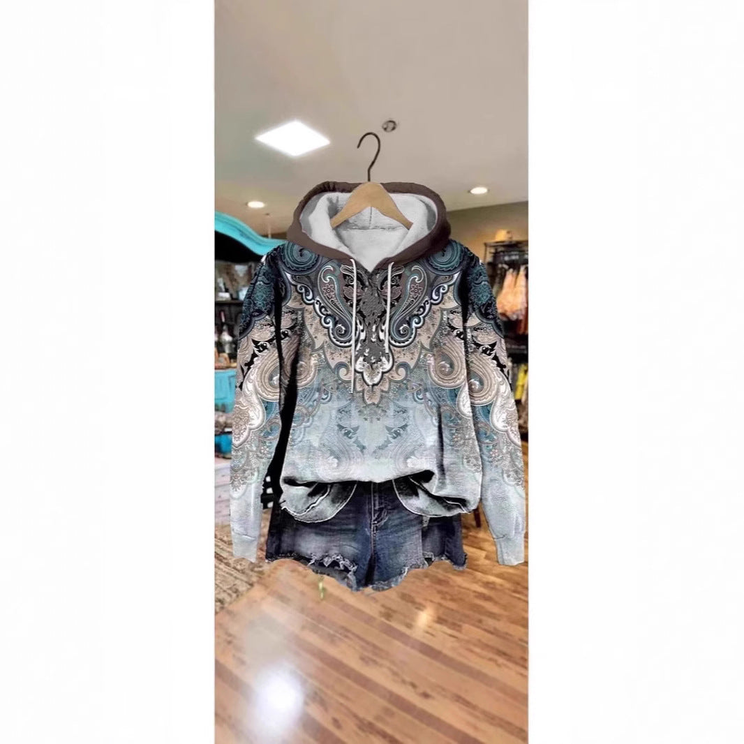 Damen Kapuzenpullover mit kunstvollem Design und bequemer Passform Drune