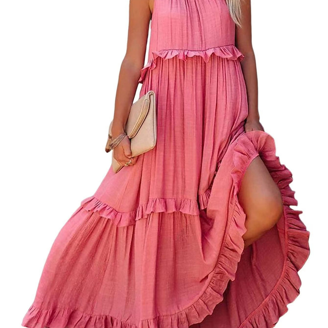 Damen Maxikleid mit Rüschendetails und luftiger Silhouette Drune