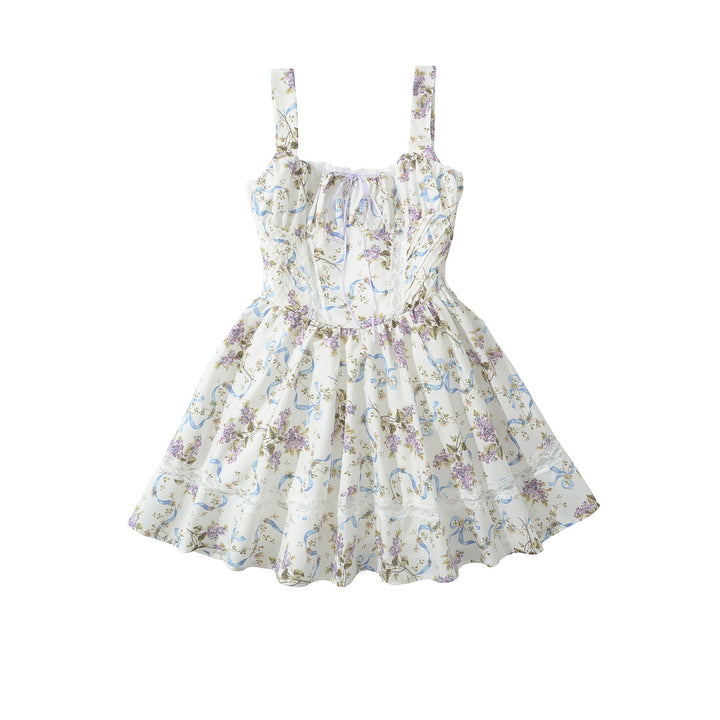 Damen Blumen Sommerkleid mit feinen Rüschendetails Drune
