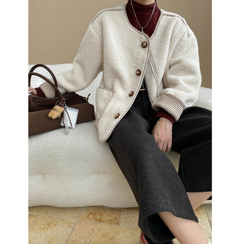 Damen lässige Strickjacke mit dekorativen Knöpfen und praktischen Taschen Drune