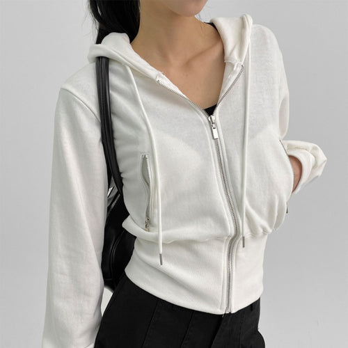 Damen sportliche Zip-Kapuzenjacke mit figurbetontem Schnitt Drune