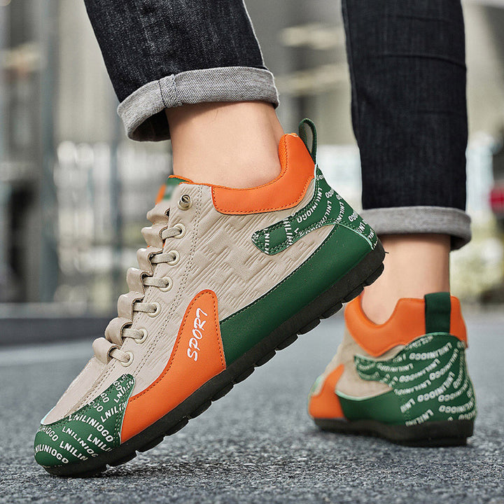 Herren Moderne leichte Schnür-Sneaker mit gepolstertem Kragen und kontrastierenden Overlays Drune