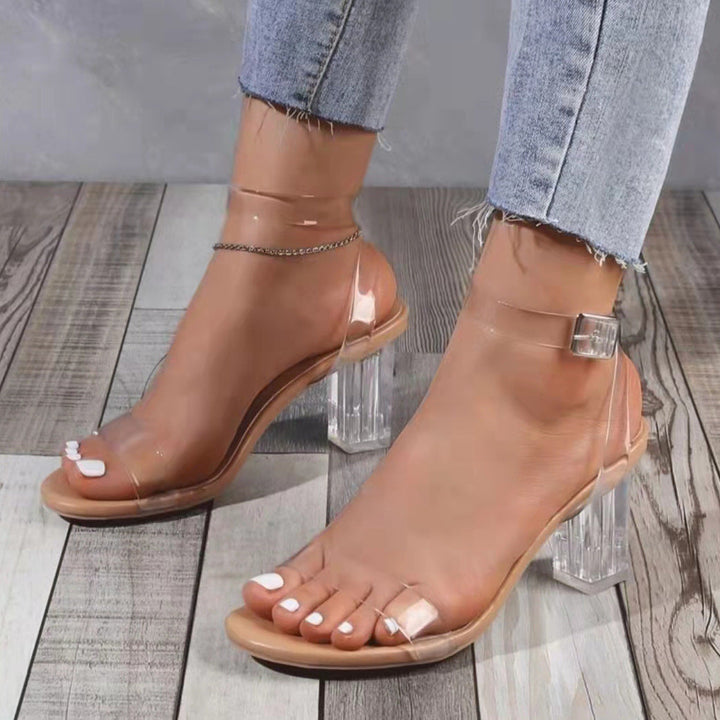Damen transparente Sandalen mit klarem Absatz Drune