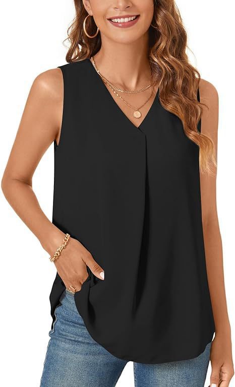 Damen Leichte Faltenfreie Ärmellose Bluse Drune