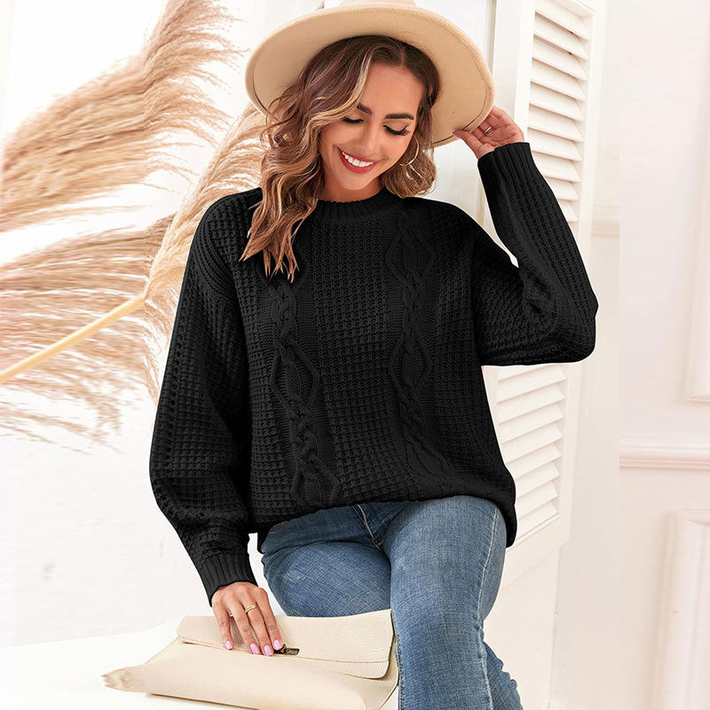 Damen Strickpullover mit Zopfmuster und lässigem Schnitt Drune