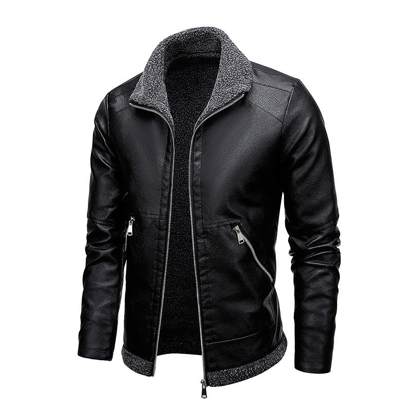 Herren Aviator-Kunstlederjacke mit vollem Sherpa-Innenfutter und Reißverschluss Drune