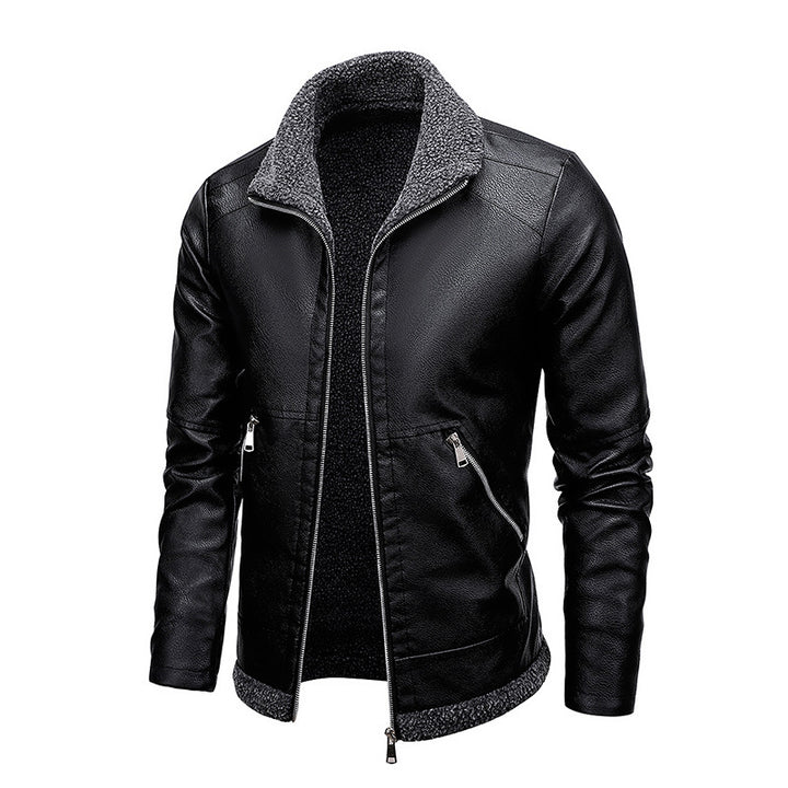 Herren Aviator-Kunstlederjacke mit vollem Sherpa-Innenfutter und Reißverschluss Drune