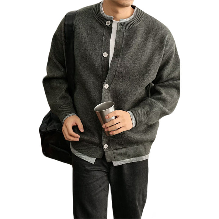 Herren Modische Strickjacke mit Knopfleiste Drune