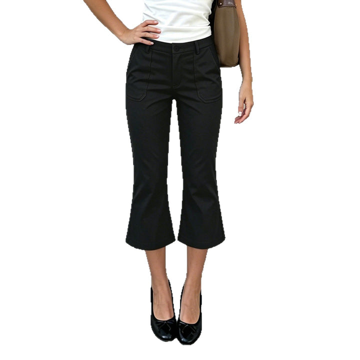 Damen Verkürzte ausgestellte Stretch-Hose mit aufgesetzten Taschen Drune