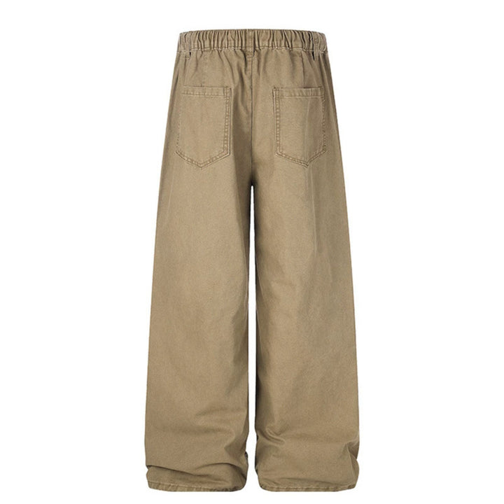 Damen Weite Canvas-Cargo-Palazzo-Hose mit elastischem Komfortbund und verstellbarem Saum Drune
