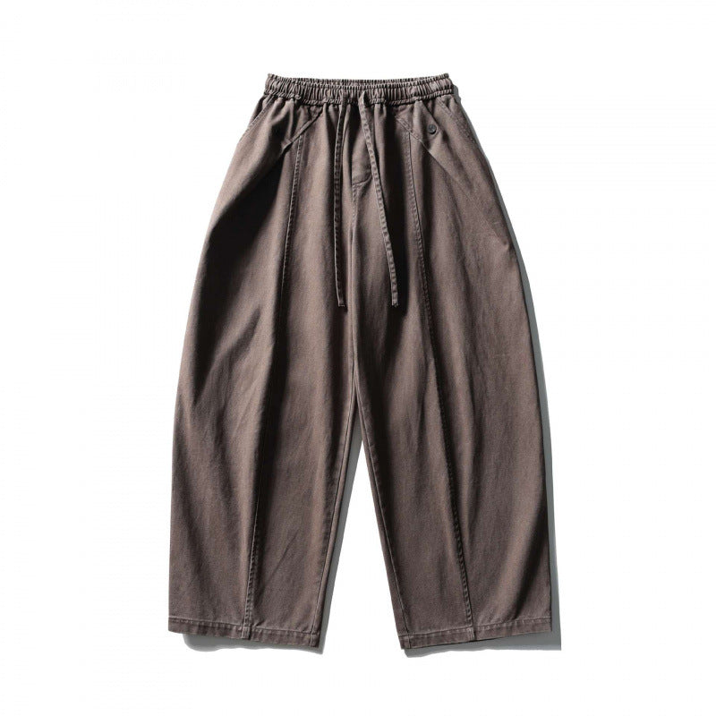 Unisex Weite Ballonhose aus Baumwollmix mit Tunnelzugbund und dekorativen Abnähern Drune