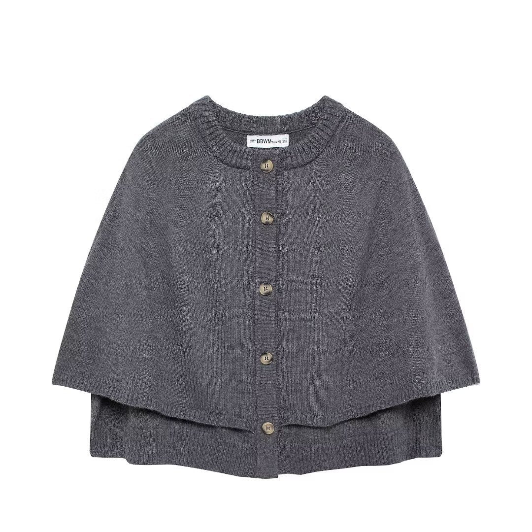 Damen Cape-Cardigan mit Knopfleiste und zweilagigem Umhang Drune