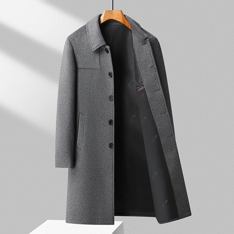 Herren Langer einreihiger Wollmantel mit schlanker Silhouette Drune