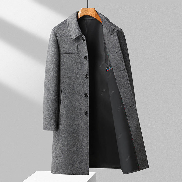 Herren Langer einreihiger Wollmantel mit schlanker Silhouette Drune