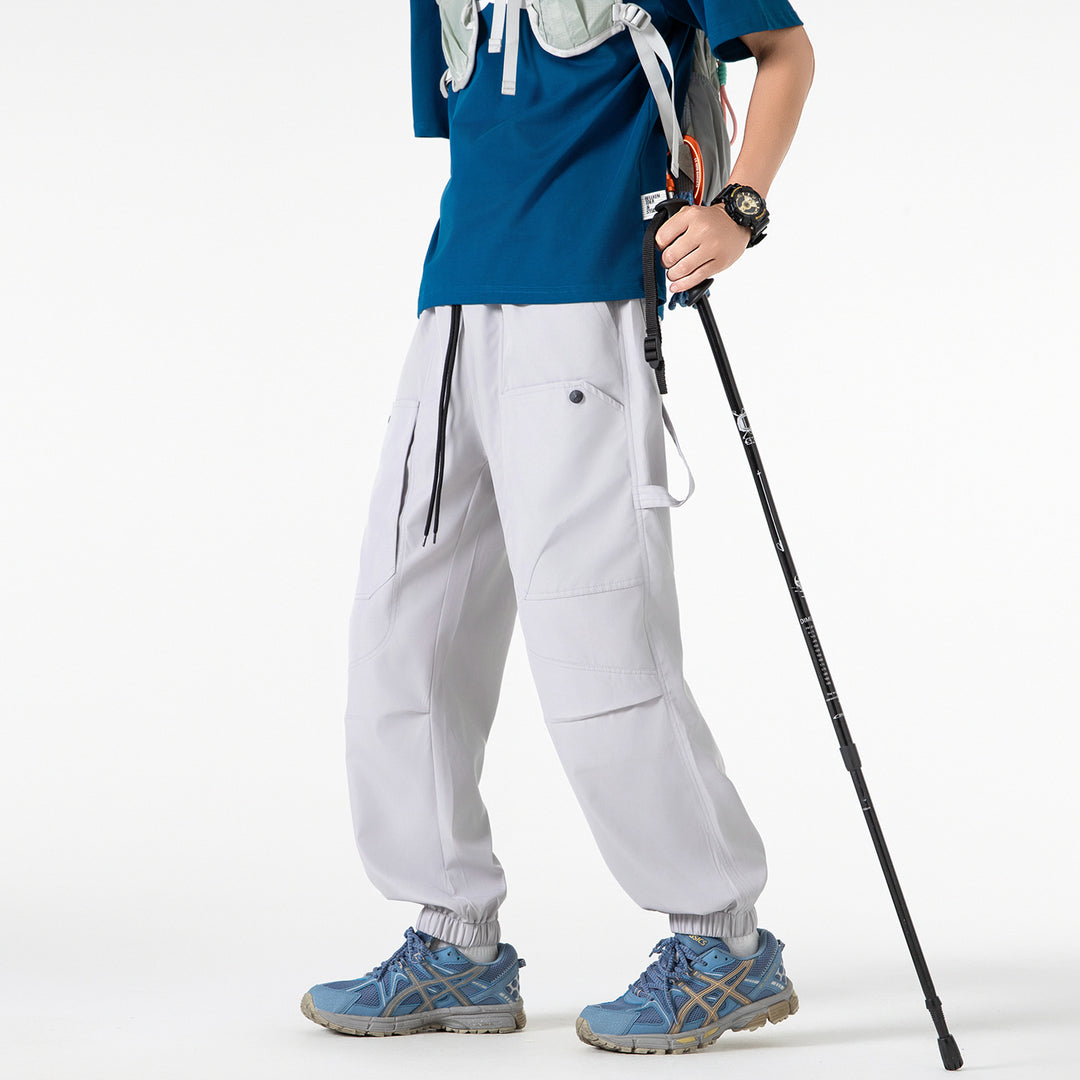 Herren Utility-Cargohose im Joggerstil mit elastischem Bund und großvolumigen Klappentaschen Drune