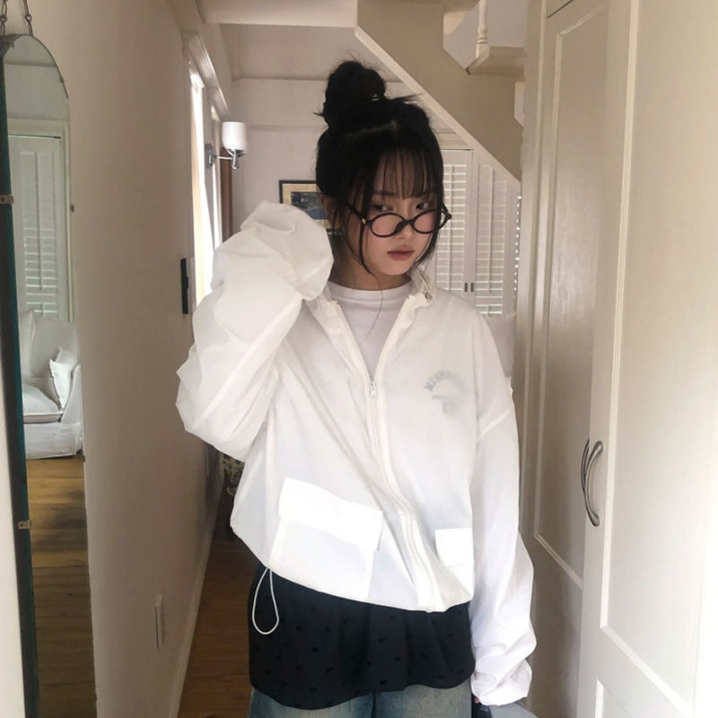 Damen lässige Windbreaker-Jacke mit praktischen Taschen Drune