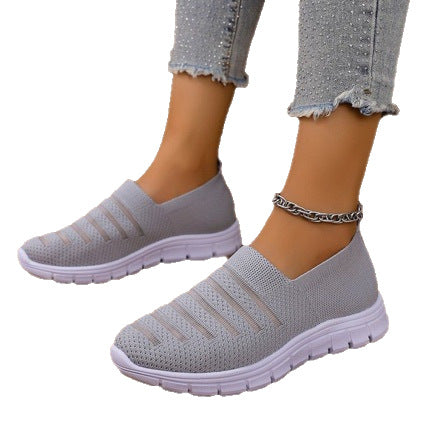 Damen nan gestrickte Slipper Sneaker mit elastischem Einstieg und leichter Komfortsohle Drune