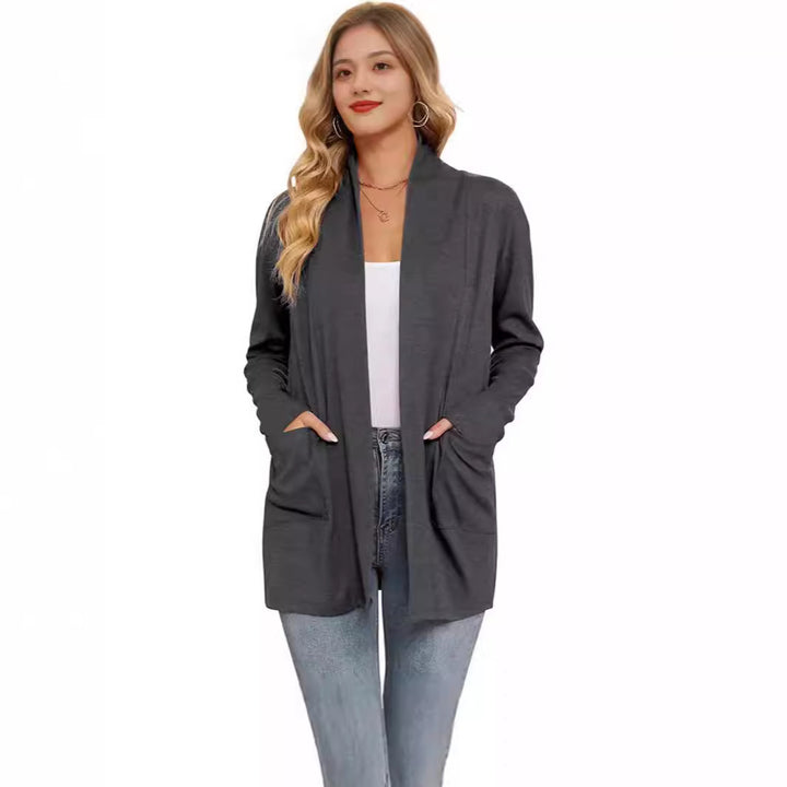 Damen lässiger Longcardigan mit Taschen Drune