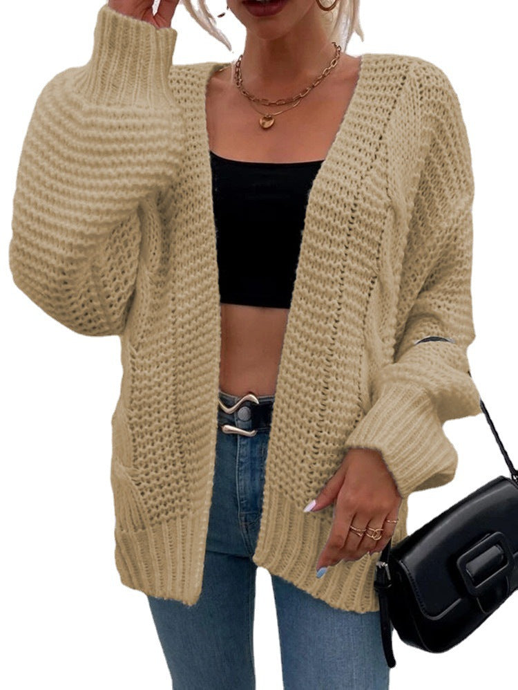 Damen Grobstrick Cardigan mit lässiger Silhouette und großen Taschen Drune