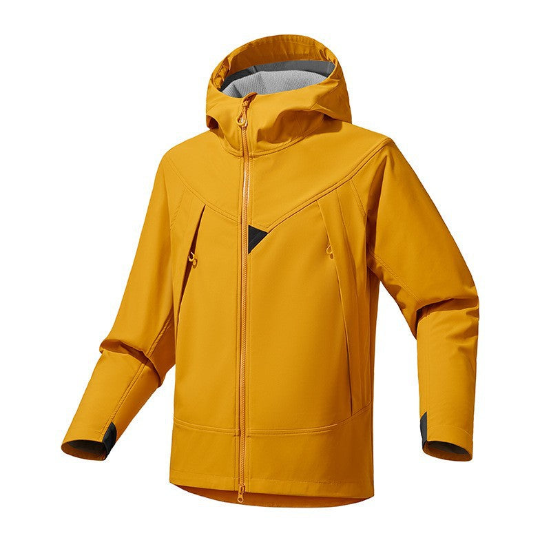 Herren Technische Softshell-Outdoorjacke mit Kapuze winddichtem Stretch und Zwei-Wege-Reißverschluss Drune