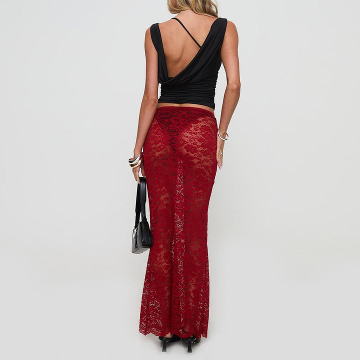 Damen Spitzen Saum Rock Drune