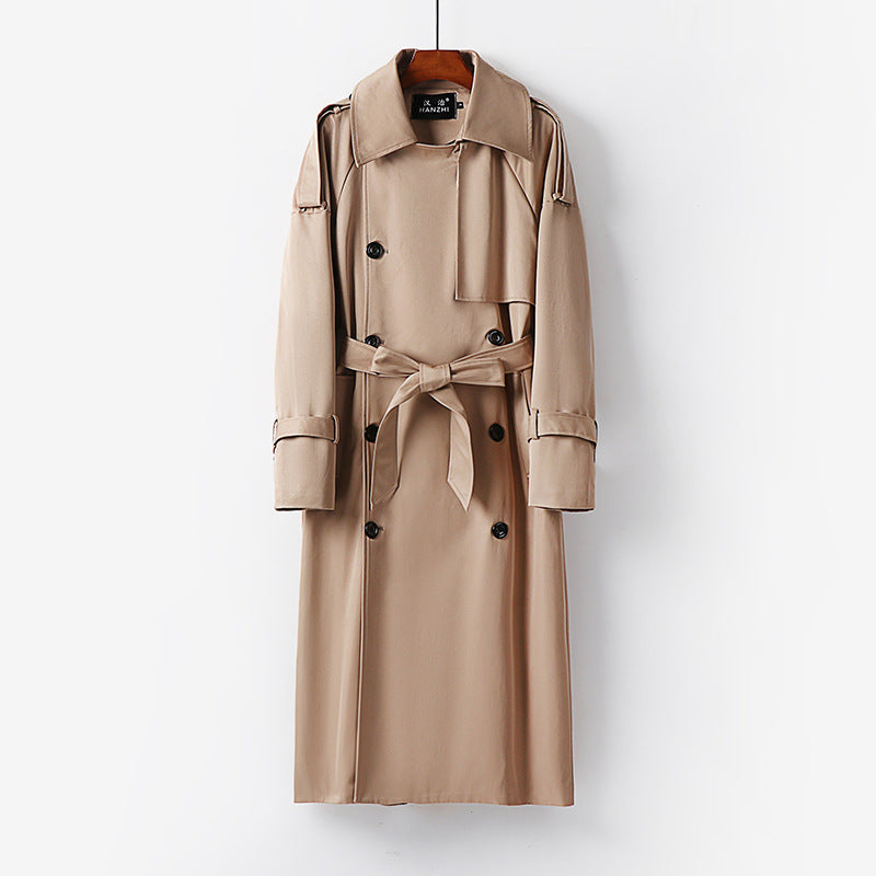 Herren Langer Doppelreihiger Trenchcoat mit Taillengürtel, Epauletten und klassischem Schalkragen Drune
