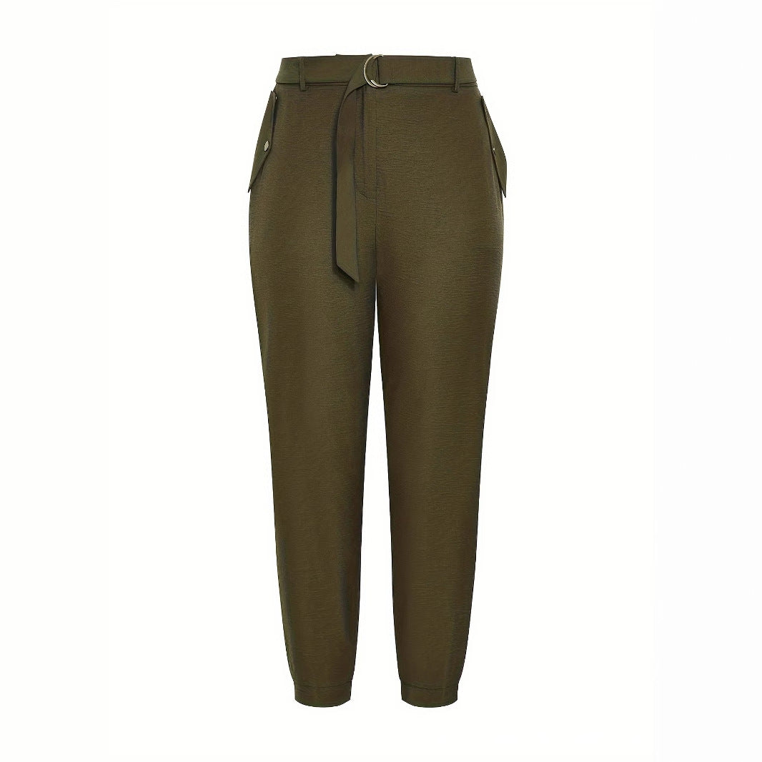 Drune | elegante High-Waist Chinohose mit Gürtel