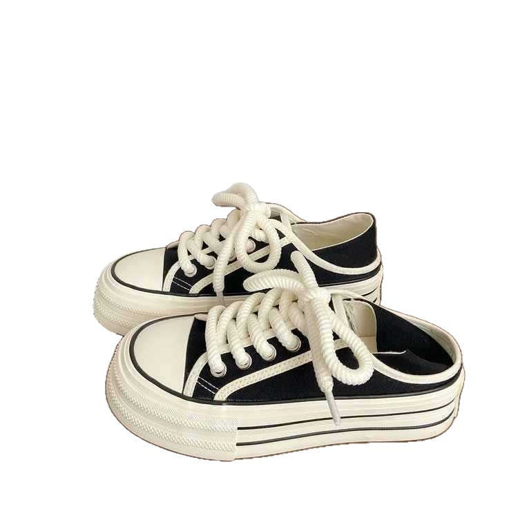 Damen Bequeme Sneaker mit doppelter Sohle und dekorativer Schnürung Drune