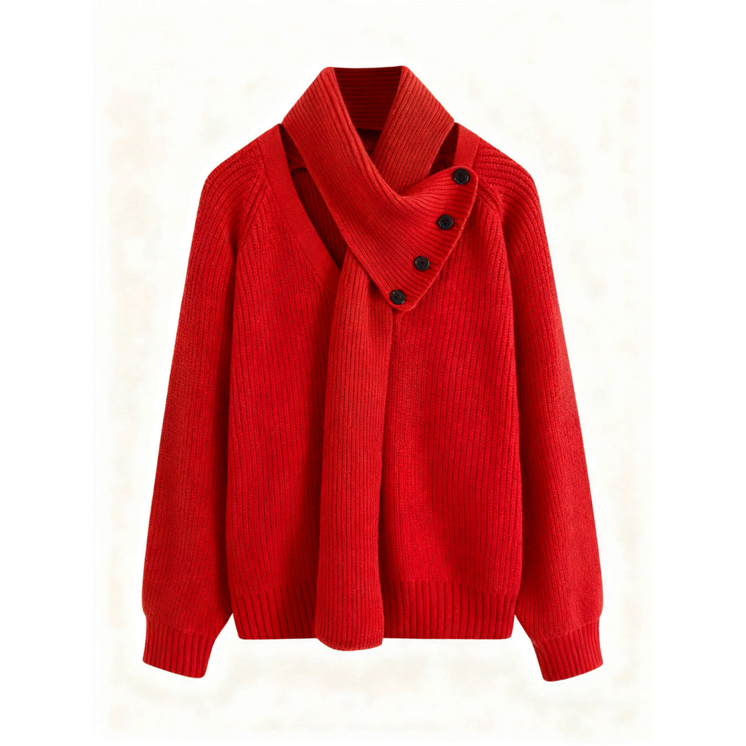 Damen Grobstrickpullover mit asymmetrischem Kragen Drune