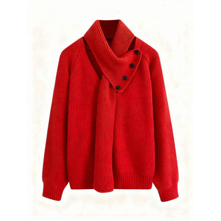 Damen Grobstrickpullover mit asymmetrischem Kragen Drune