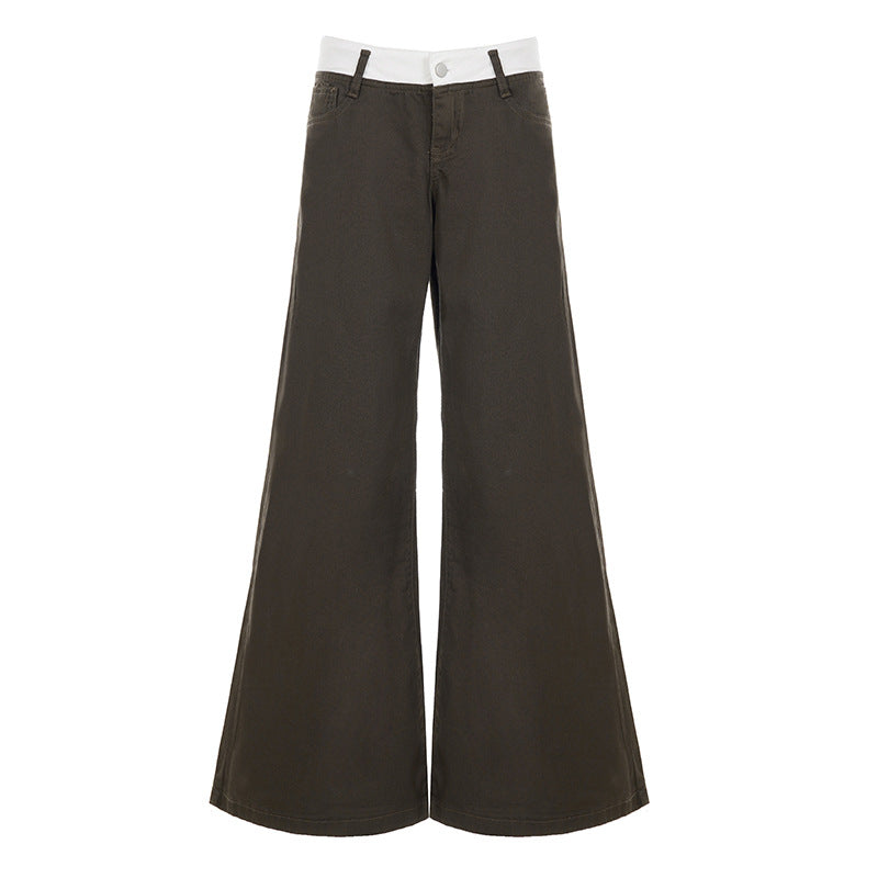 Damen nan Highwaist-Culottehose mit weitem Bein und kontrastierendem Bunddetail Drune