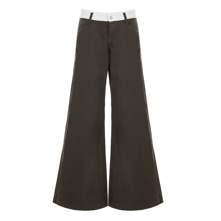 Damen nan Highwaist-Culottehose mit weitem Bein und kontrastierendem Bunddetail Drune